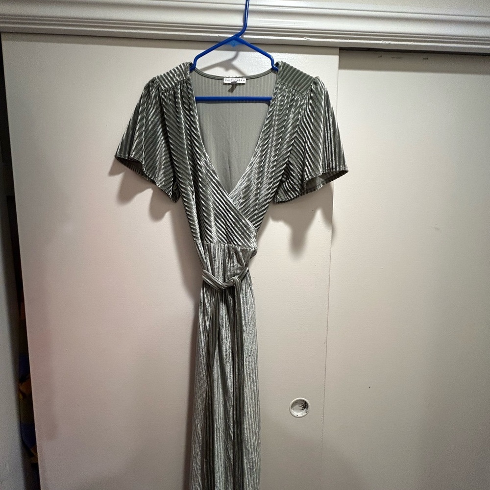 Striped Gray Wrap Dress